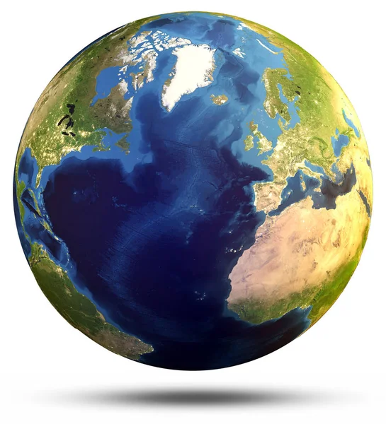 Planeten Jorden Karta Delar Denna Bild Från Nasa Rendering — Stockfoto