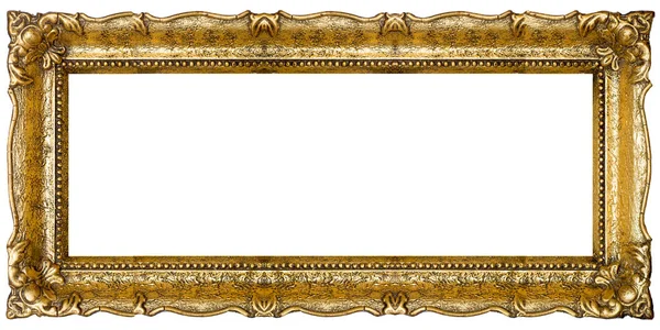 Verry Big Old Gold Picture Frame Isolated White Extra Large — Stock Photo, Image