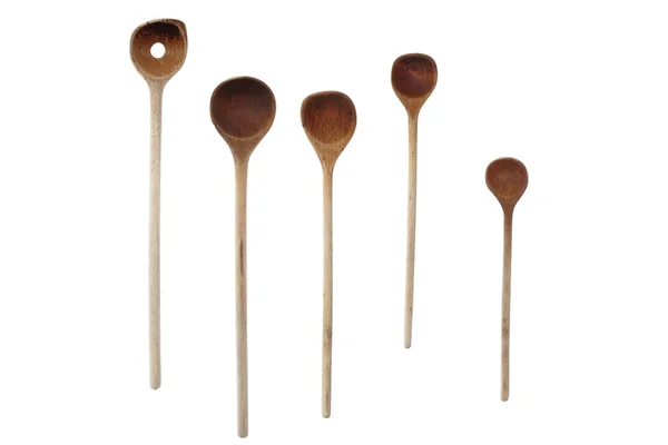 Five Different Wooden Spoons — Stock Photo, Image