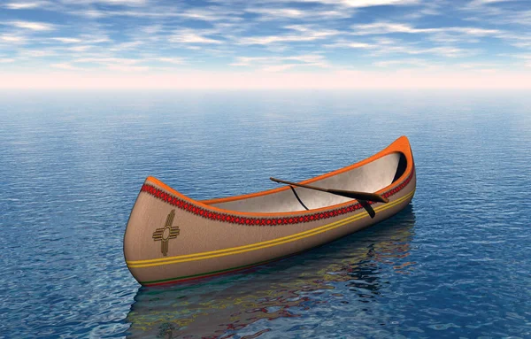 Indianernas Kanot Med Paddel Havet — Stockfoto