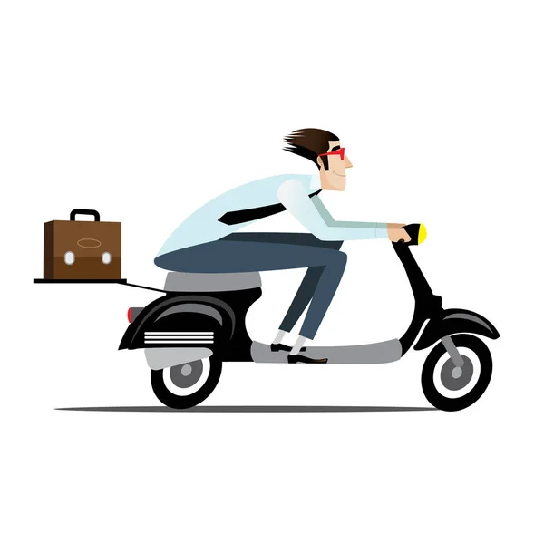 Hombre Negocios Montando Scooter Ilustración Vectorial Sobre Fondo Blanco — Foto de Stock