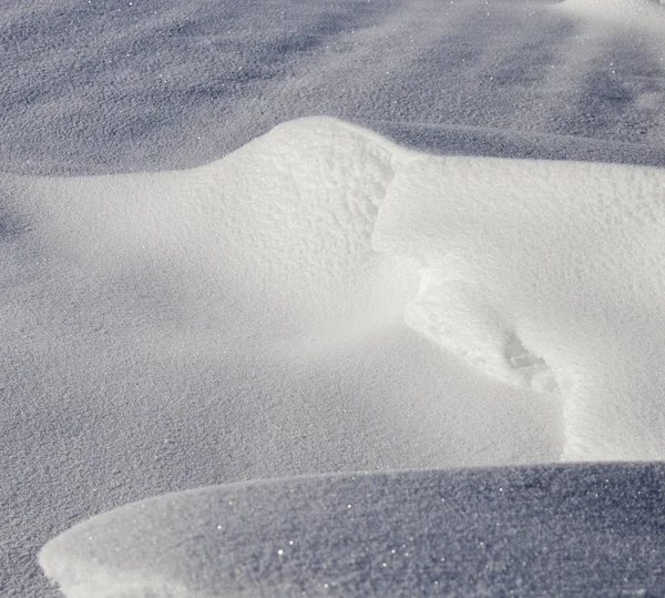 雪是在冬季拍摄的 是在下了一场雪之后出现的 特写镜头 — 图库照片