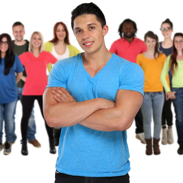 Friends People Teens Young People Square Cut Out Isolated White — Stock Photo, Image