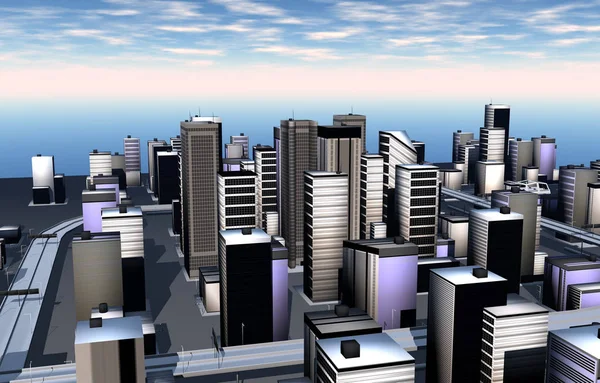 Financiële Metropool Met Wolkenkrabbers — Stockfoto