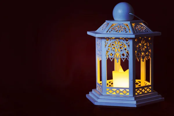 Old Glowing Lantern Dark Background Retro Toned — Stock Photo, Image