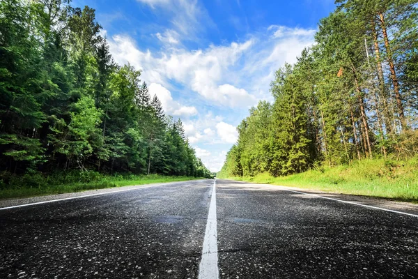 Mooie Snelweg Zomer Dag Landschap Achtergrond — Stockfoto