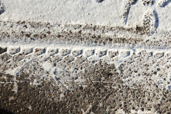 Foto Del Primer Plano Carretera Temporada Invernal Nieve Sucia Protector —  Fotos de Stock