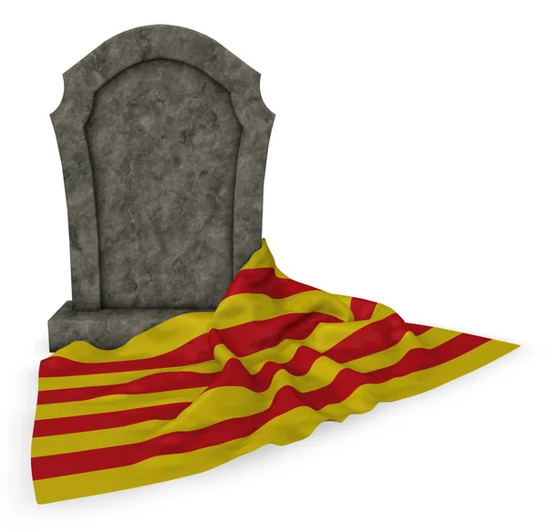 墓碑和加泰罗尼亚国旗 3D渲染 — 图库照片