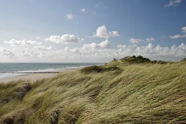 北の海 グライネスと堤防のあるビーチ ザウトランド ウォーチェレン ゼーラント州 南のオランダ — ストック写真