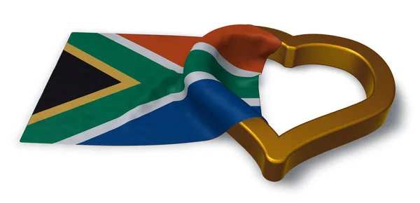 Bandiera Del Sudafrica Simbolo Del Cuore Illustrazione — Foto Stock