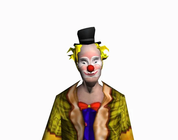 Clown Met Kleurrijke Jas Huisje Vrijgegeven — Stockfoto