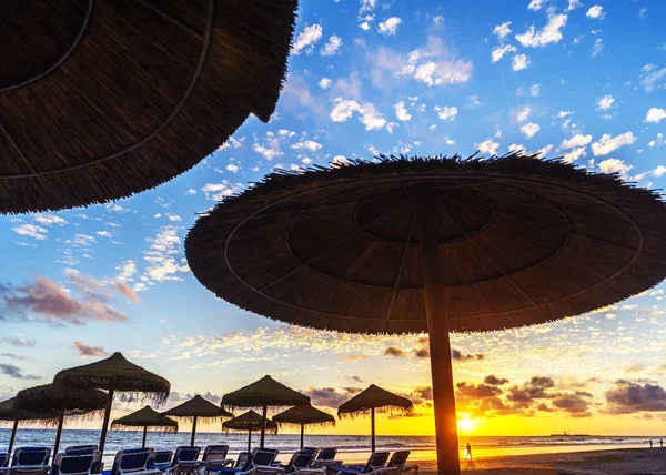 Sonnenuntergang Strand Von Cadiz Der Costa Luz — Stockfoto
