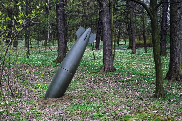 Κοντινό Πλάνο Περίπτωση Αστοχίας Εκραγείσας Βόμβας Στο Δάσος — Φωτογραφία Αρχείου