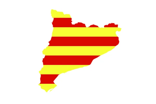 Nahaufnahme Der Katalanischen Flagge Auf Weißem Hintergrund — Stockfoto