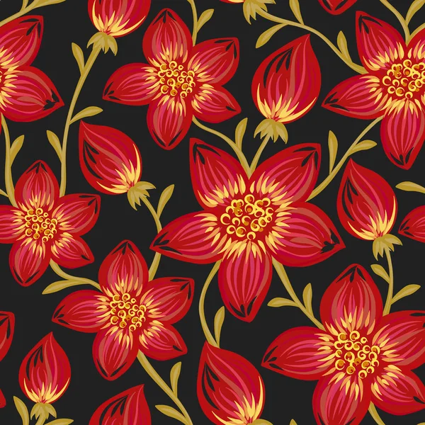 Patrón Sin Costura Floral Flores Creativas Hechas Mano Fondo Artístico — Foto de Stock