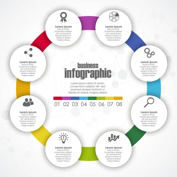 Modèle Coloré Graphique Information Affaires Avec Différentes Options Montrant Processus — Photo