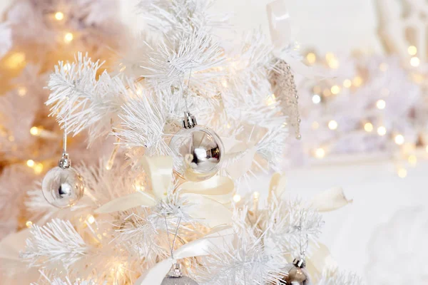 Εορταστικό Φόντο Από Χριστουγεννιάτικο Δέντρο Διακόσμηση Χριστούγεννα Και Πρωτοχρονιά Φόντο — Φωτογραφία Αρχείου