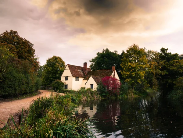 Willy Lott Famous Old White Cottage House Flatford Suffolk — Stock Photo, Image