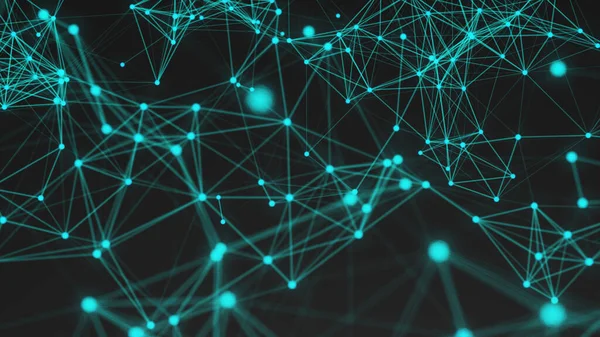 Abstrakte Verbindungspunkte Technischer Hintergrund Digitale Zeichnung Blaues Thema Netzwerkkonzept Gerendert — Stockfoto