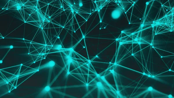 Abstrakte Verbindungspunkte Technischer Hintergrund Digitale Zeichnung Blaues Thema Netzwerkkonzept Gerendert — Stockfoto