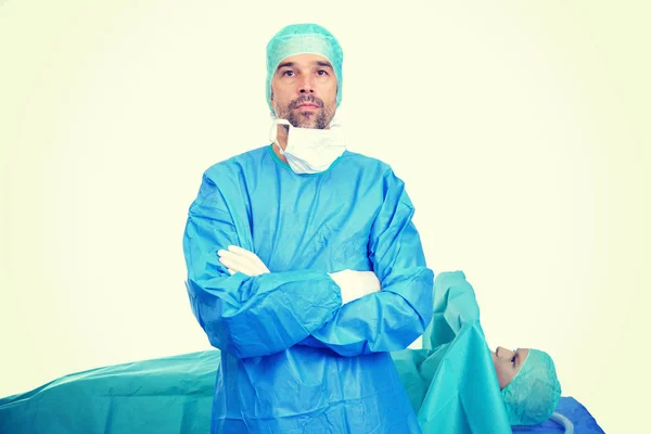 Jonge Arts Voorkant Van Endoscopie Chirurgie Scene — Stockfoto