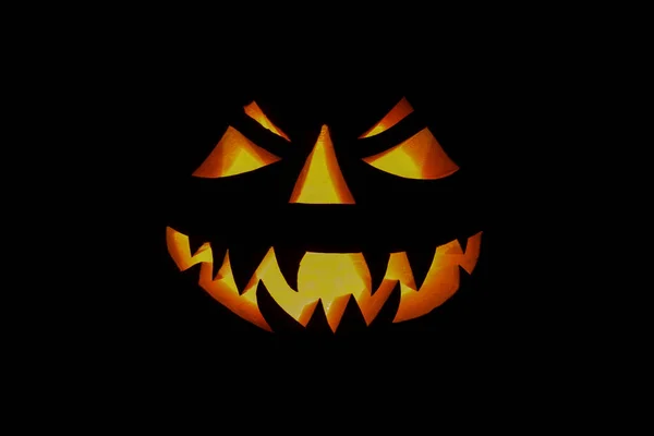 Calabaza Halloween Encendido Sobre Fondo Negro — Foto de Stock