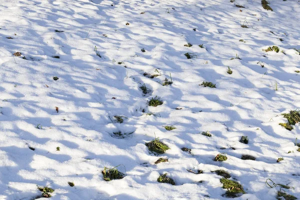 Χιόνι Φωτογραφήθηκε Χειμερινή Περίοδο Οποία Εμφανίστηκε Μετά Από Μια Χιονόπτωση — Φωτογραφία Αρχείου