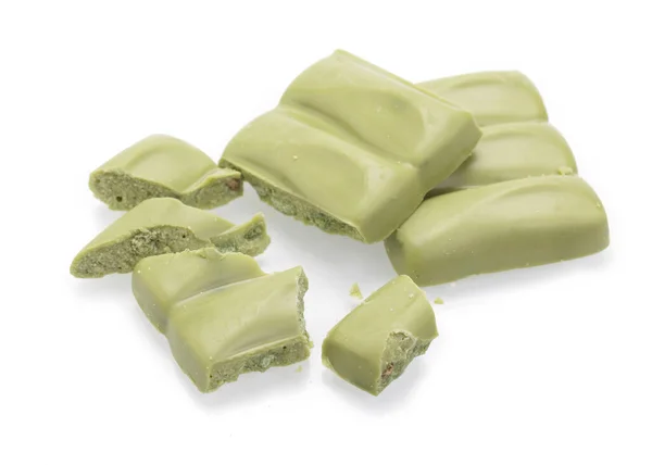 Beyaz Arkaplanda Zole Edilmiş Lezzetli Yeşil Çikolata — Stok fotoğraf