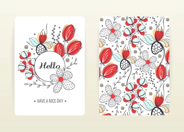 Cover design with floral pattern. Hand drawn creative flowers. Colorful artistic background with blossom. It can be used for invitation, card, cover book, notebook. Size A4. Vector illustration, eps10