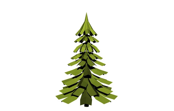 Cartoon Fir Tree Illustration White Background — Stock Photo, Image