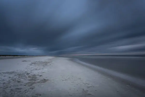 Dia Tempestuoso Chuvoso Praia Schiermonnikoog — Fotografia de Stock