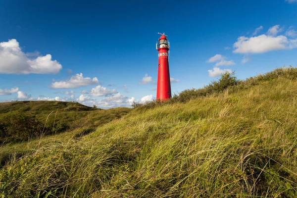 Farol Vermelho Ilha Schiermonnikoog — Fotografia de Stock