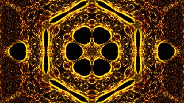 Zlatá Abstraktní Kaleidoskop Pozadí Digitální Ilustrace Vykreslování — Stock fotografie