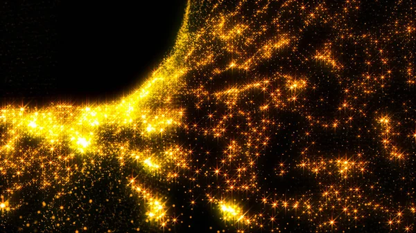 豪華なゴールドの輝く粒子は波背景です レンダリング — ストック写真