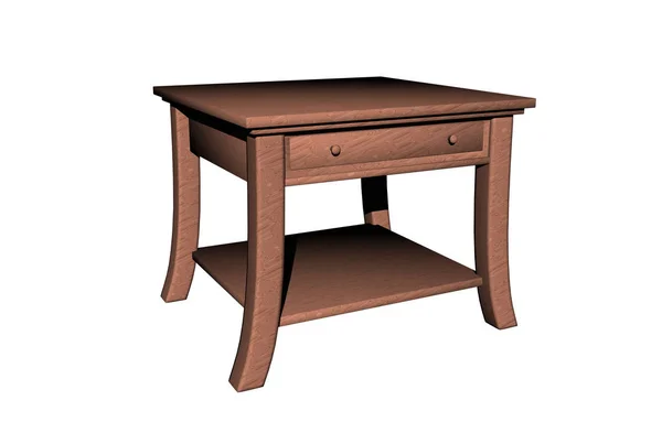 白色底座上的木制桌子 — 图库照片