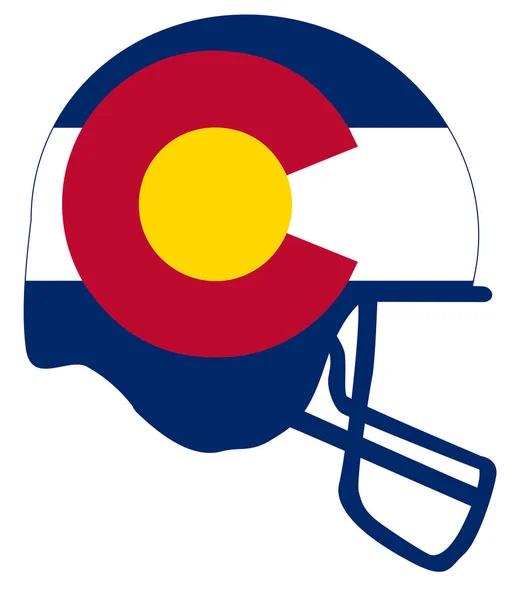アメリカコロラド州の旗はフットボールヘルメットのシルエットの下にある — ストック写真