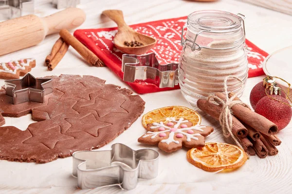 Decorar Pães Gengibre Massa Rolo Cortador Forma Para Biscoitos Artesanais — Fotografia de Stock