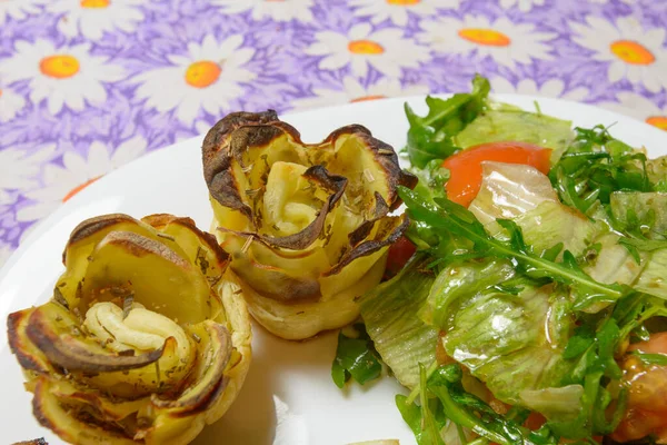 Salade Verte Italienne Pommes Terre Aux Tomates — Photo