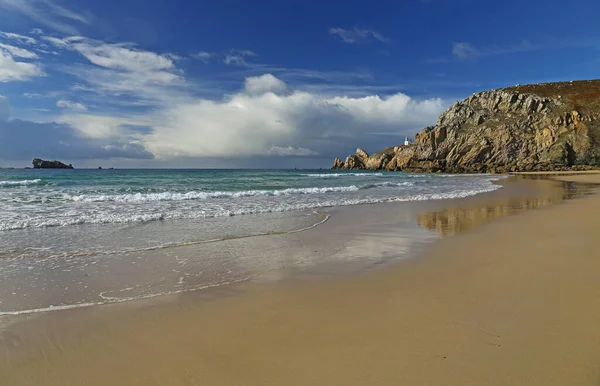 Faro Pointe Toulinguet Playa Sombrero Pluma Brittany Francia —  Fotos de Stock