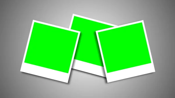 Polaroidy Ramki Zielonego Ekranu Dla Swojego Zdjęcia Renderowania — Zdjęcie stockowe