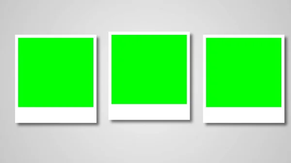 Полароиды Рамки Зеленым Экраном Фотографии Рендеринг — стоковое фото