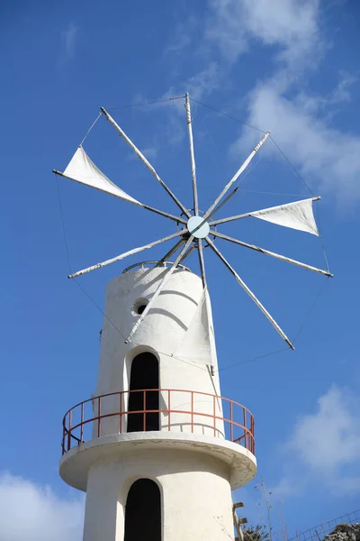 Windmühle Lassithi Plateau Lassithi Kreta Griechenland Mühle Tradition White Sky — Stockfoto