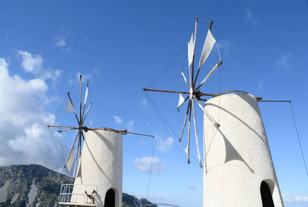 Mulino Vento Altopiano Lassithi Lassithi Kreta Grecia Mulino Tradizione Bianco — Foto Stock