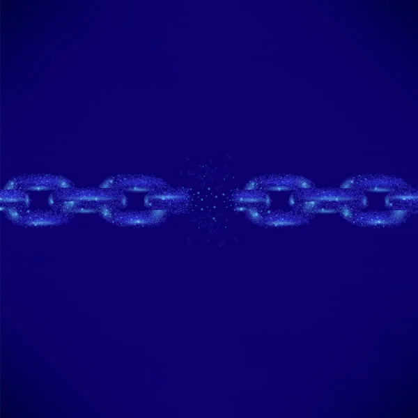 Разбитая Многоугольная Цепь Темно Синем Фоне — стоковое фото