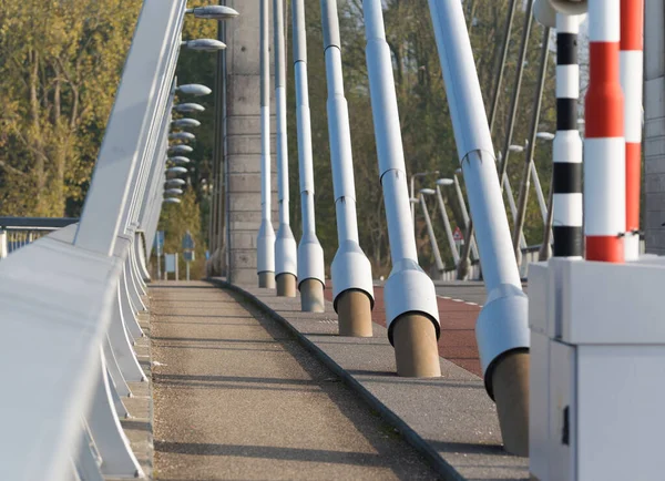 Pequeño Puente Cable Para Bicicletas Autobuses Peatones Zwolle Países Bajos — Foto de Stock