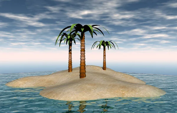 Tropical Island Sandy Beach Palm Trees — Stock Photo, Image