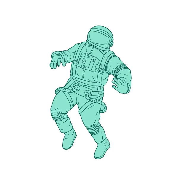 Dessin Une Illustration Style Croquis Astronaute Cosmonaute Astronaute Flottant Dans — Photo