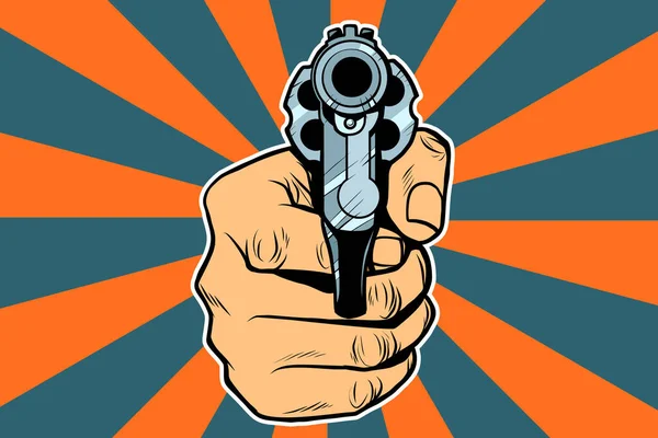 Revolver Hand Pop Art Retro Vector Illustratie — Stockfoto