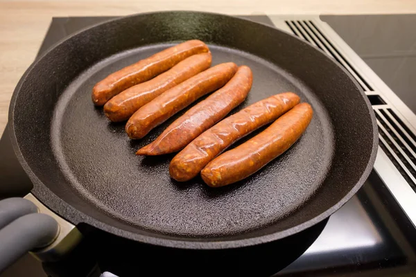 Cítricos Salchichas Cordero Carne Vacuno Una Sartén Hierro Fundido —  Fotos de Stock