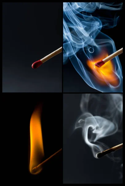 Four Stages While Burning Match — Stock Photo, Image